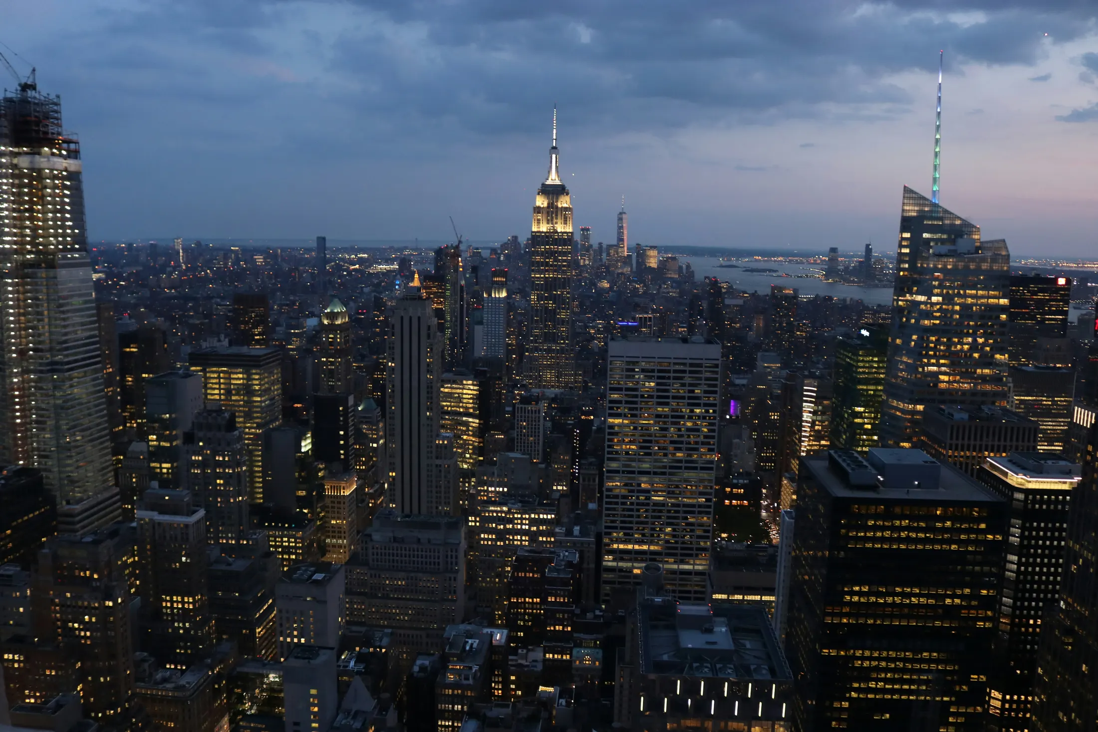 New York construction site and skyline